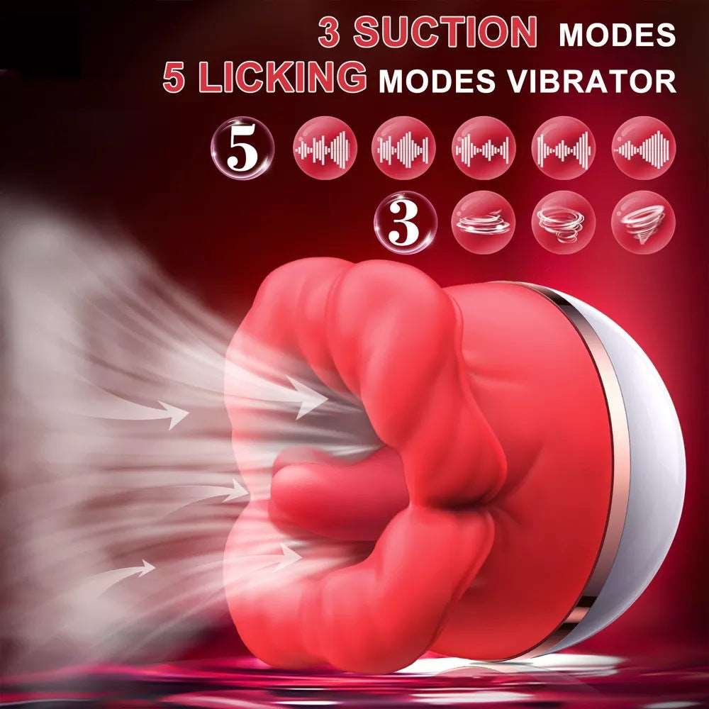 Big-Mouth Tongue Sucking Female Masturbator Massager Rechargeable Vibrator