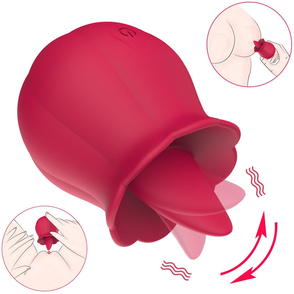 10 Speeds Vibrating Rose Shape Tongue Licking Vibrator For Women