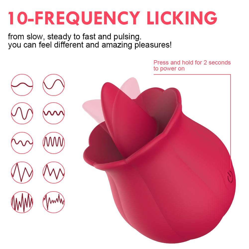10 Speeds Vibrating Rose Shape Tongue Licking Vibrator For Women