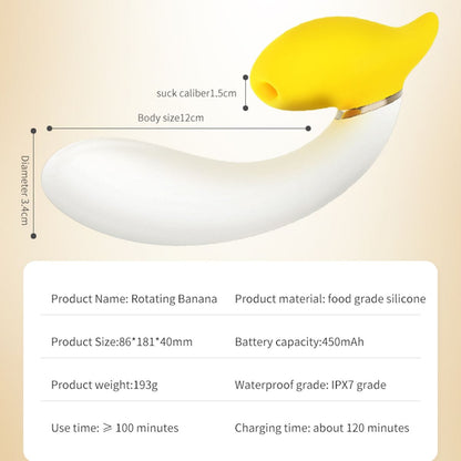 Rotating Banana Vibrator Sucking Double Vibration Masturbation Sex Toy
