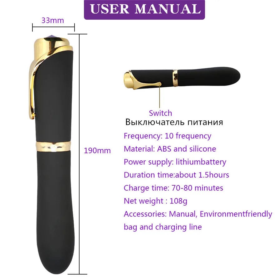 10 Speed Pen-shaped G-spot Vibrating Dildo Magic Massager