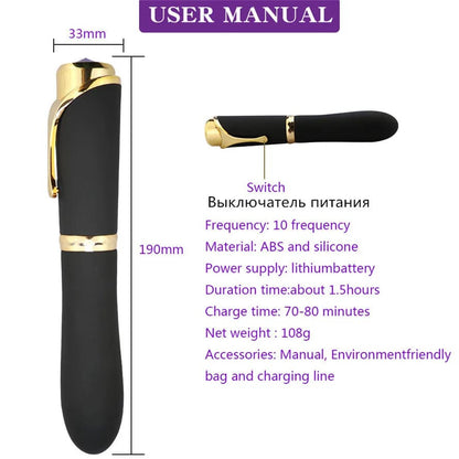 10 Speed Pen-shaped G-spot Vibrating Dildo Magic Massager