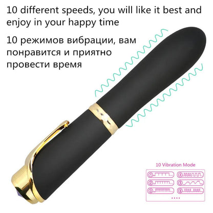 10 Speed Pen-shaped G-spot Vibrating Dildo Magic Massager
