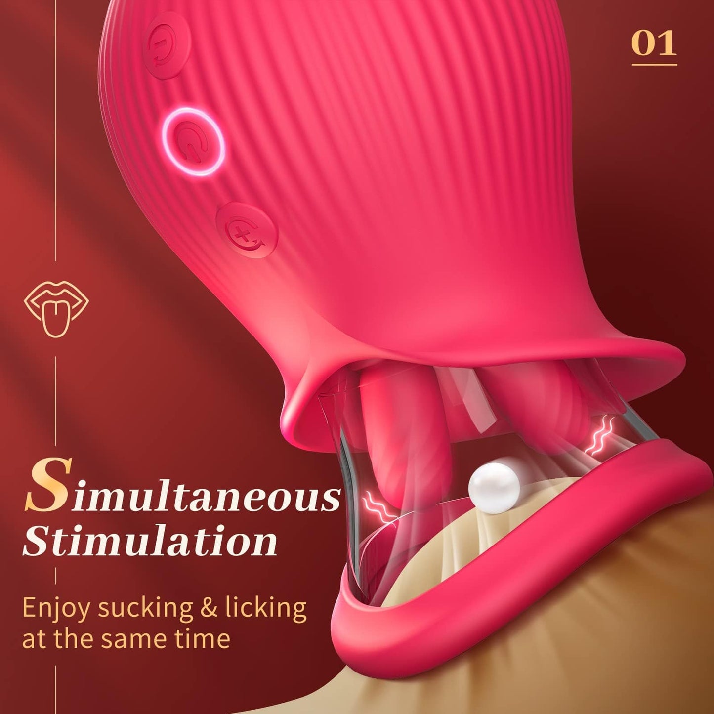 Rose Romeo - 3in1 Rose Sex Toy with 2 Suction Cups, Adult Toys Female Clitoral Nipple Vibrators with 10 Licking Sucking Vibrating